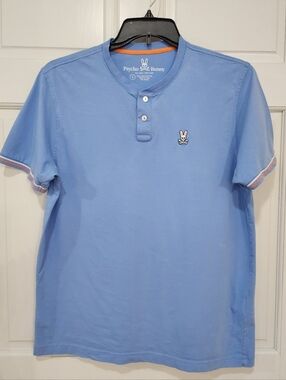 Rare Psycho Bunny Men’s Glacier Lake Blue Henley